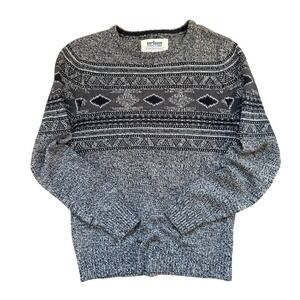 Urban Pipeline Mens Small Grey Geometric Fair Isle Knit Crewneck Sweater